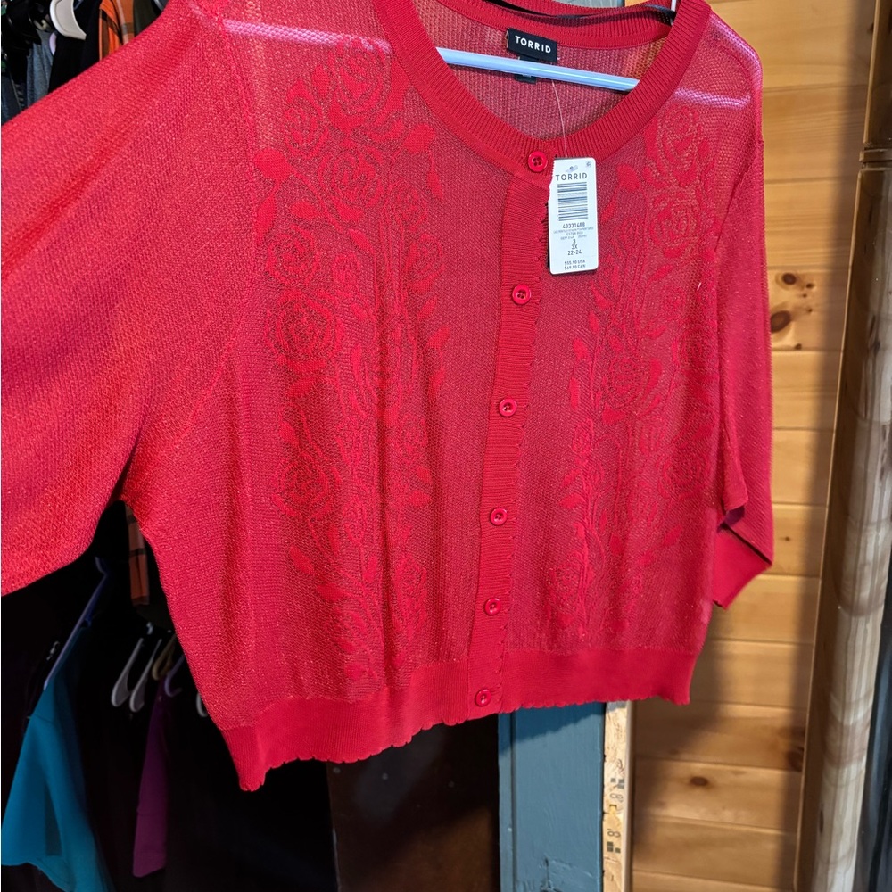 Torrid Vibrant Red Sheer Cardigan